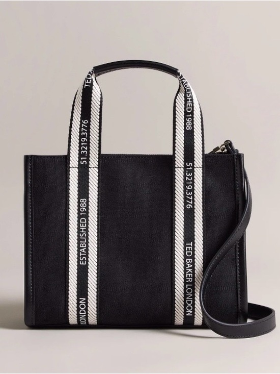 Ted Baker London Handbags - Ted Baker Georjea Branded Webbing Canvas Small Tote Bag in Black Purse